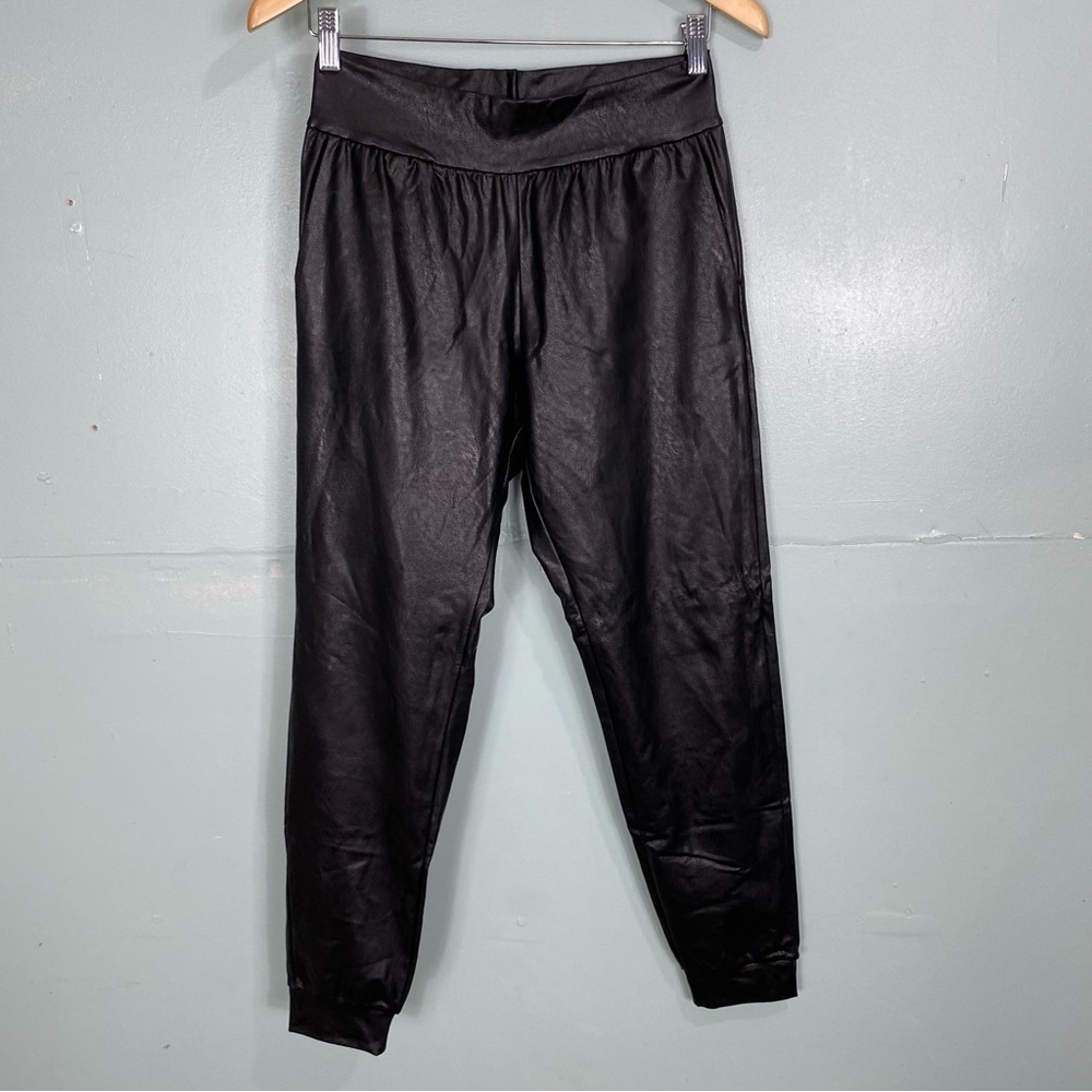 Commando Faux Leather Joggers Black Sz Small Solid